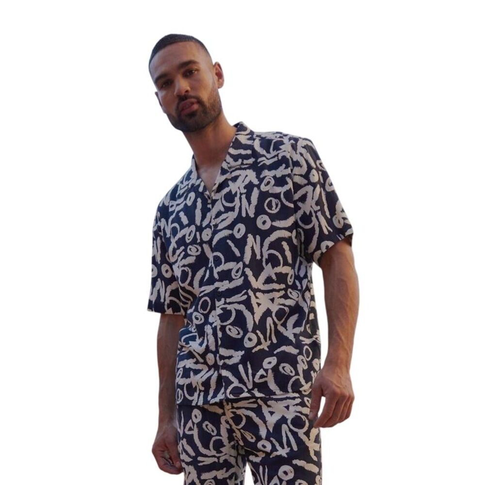 Threadbare Mens Langdale Regular Shirt / Navy
